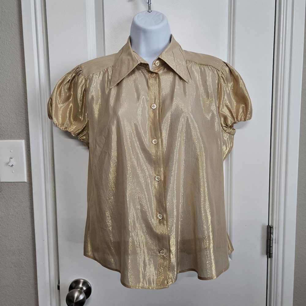 Escada Gold  Silk‎ Shirt Blouse Sz. 38